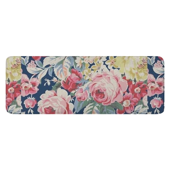 Pioneer Flower Floral Print Pattern Kitchen Rug Mat,Kitchen Runner Rugs Non Skid Washable,Decorative Kitchen Floor Mats for Kitchen,Sink,Laundry,17"x47.2"