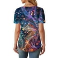 thumbnail image 5 of Women's Fashion Colorful Print T-Shirts Plus Size Pullover for Women Casual Shirts Short Sleeve Round Neck Pullover Chest Pleated Top, 5 of 6