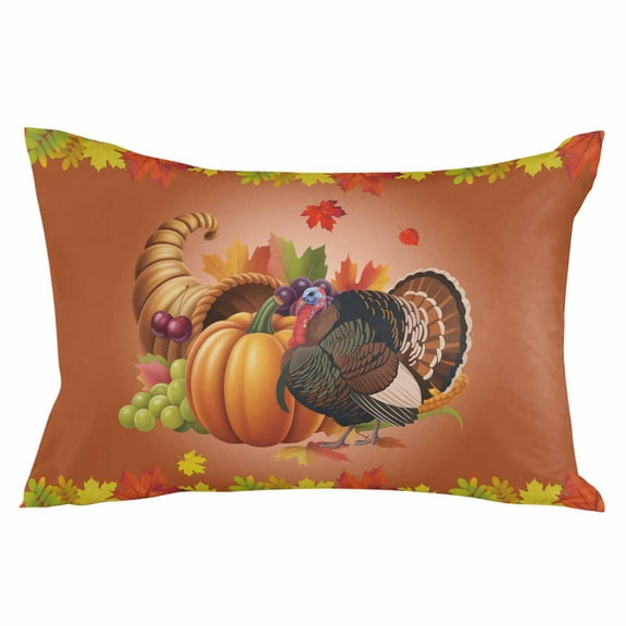 Orange Pumpkin Fall Throw Pillow Cover 16 x 24 Inch Decorative Pillow Cover Thanksgiving Botanical Turkey Lumbar Pillowcase Seasonal Rectangle Cushion Case for Couch Sofa Bed Living Room