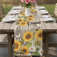 thumbnail image 4 of Farmhouse Sunflowers Table Runner 48 Inches, Rustic Barn Doors Flowers Butterfly Wooden Bed Runner Dresser Scarves Tabletop for Indoor Outdoor Parties/Ceremony/Banquet, 13" x 48", 4 of 8