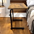 thumbnail image 1 of Bureau Mobile pour Ordinateur Portable en Forme de C Ajustable avec Roues, Table d'Appoint Roulante de 23,6′′ pour Lit, Sofa et Bureau à Domicile, Brun Rustique, 1 of 6