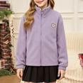thumbnail image 5 of Kids Fleece Jacket Winter Stand Collar Zip Up Coat Long Sleeve Cute Bear Embroidered Outerwear Daily Casual School Outwear for Boys Girls, 5 of 8