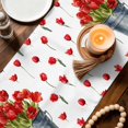 thumbnail image 2 of Red Tulip Flowers Cotton Linen Table Runner for Dining Kitchen, Spring Floral Vintage Drum Rustic Wedding Outdoor Party Tablerunners Decoration, Dresser Scarf Coffee Tablecloth Runners 13x60 Inches, 2 of 9