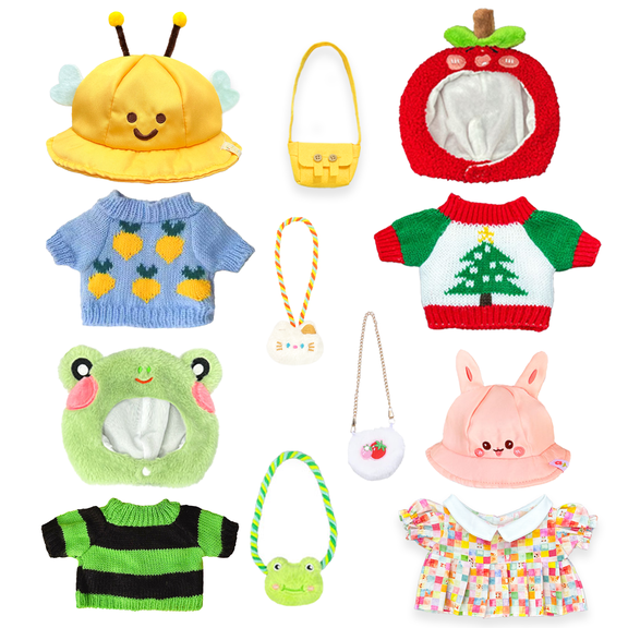 Capybara Stuffed Toy Dress-Up Set, 12 Pcs Outfits & Accessories for 12-Inch Capybara Plush