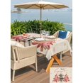 thumbnail image 4 of Outdoor Tablecloth with Umbrella Hole and Zipper, Christmas Tree Rectangle Table Cloth 54x80 Inch Waterproof Tablecloth, Winter Xmas Yellow Pink Snowflake on Linen Picnic Table Cover for Patio, 4 of 7