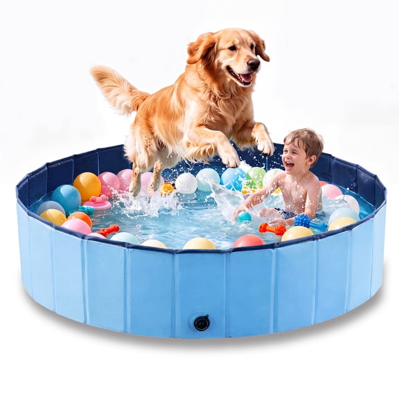 Yuyongr Dog Pool  63” Foldable Pet Swimming Pool Dog Pet Bath Pool Collapsible Dog Pet Pool Bathing Tub Kiddie Pool