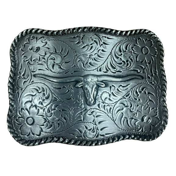 Longhorn Steer Trophy Sterling Silver Plated Western Unisex Fashion Belt Buckles
