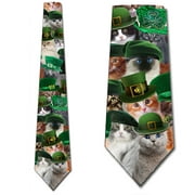 St. Patrick's Day Ties Cats with Hats Necktie Mens Tie by Three Rooker