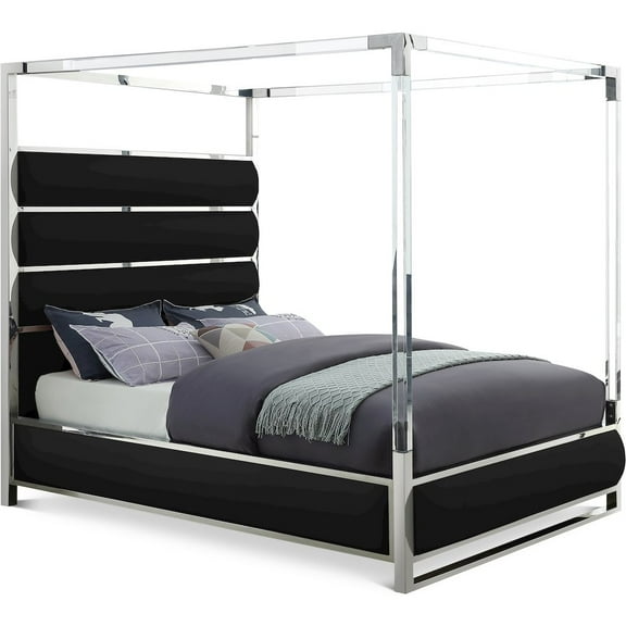 Meridian Furniture Encore Solid Wood and Vegan Leather King Bed in Black