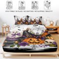 thumbnail image 5 of Twin Sze Fitted Sheet Set - Halloween 2 Piece Bedding Sets 16" Deep Pocket Fitted Sheet with 1 Pillowcase, Fall Pumpkins Ghost Bats Witch Hat Plants Rustic Brushed Microfiber Hotel Luxury Bed Sheets, 5 of 9