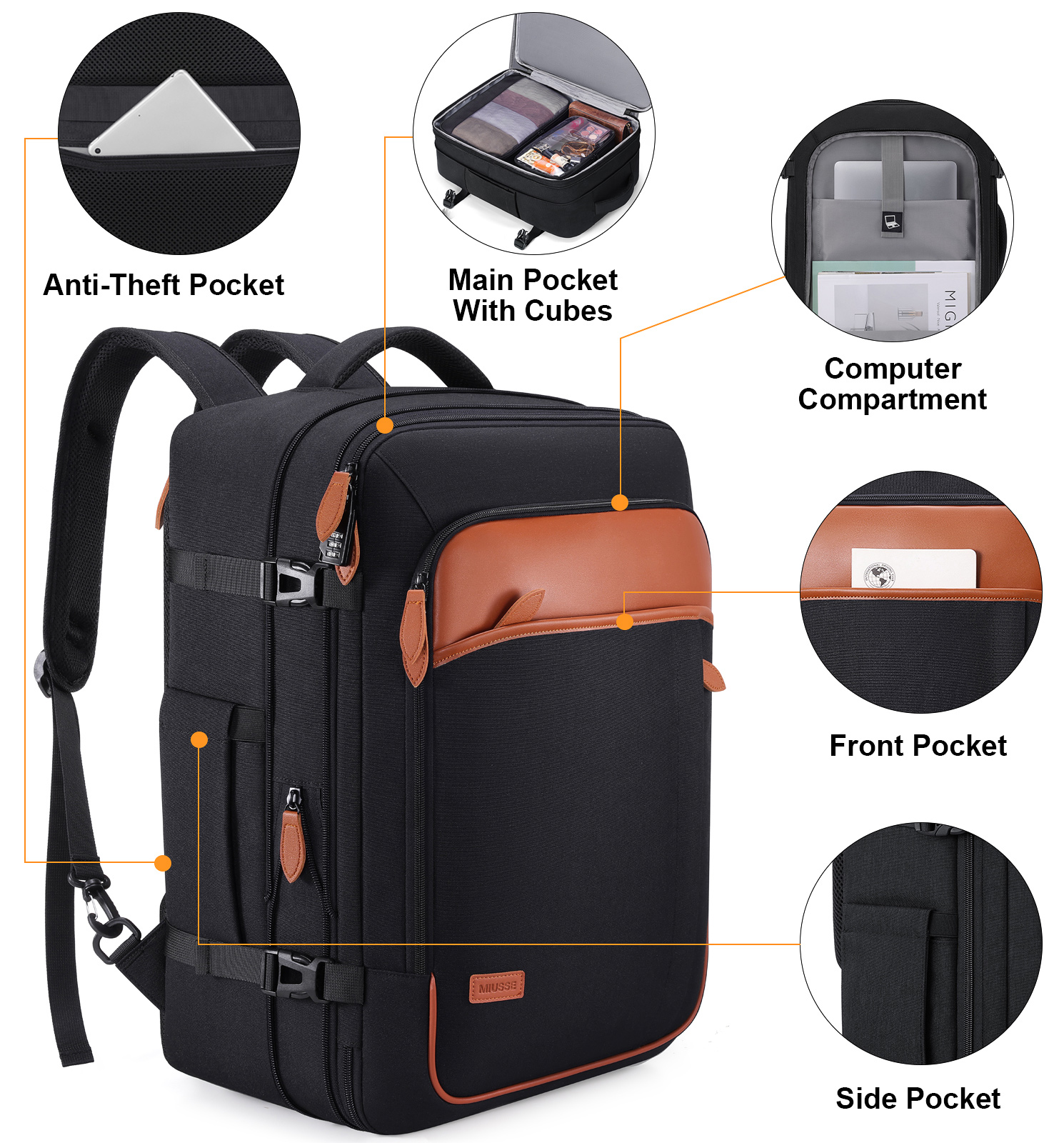 UKEIN 42L Expandable Travel Backpack with Packing Cubes photo 2
