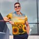 thumbnail image 4 of Balery Beautiful Golden Sunflower Field Camisa Polo de Hombre con Estampado, de Manga Corta y Tejido Medio, Camisa Tipo Golf Polo-Medium, 4 of 6