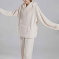 thumbnail image 6 of Lovskoo Women's Fluffy Pajamas Set Fleece Hoodies Pullover Pants Loose Plush Sleepwear 2 Piece Pjs Set Warm Loungewear Fuzzy White, 6 of 8