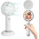 thumbnail image 1 of ZHAOCHENG Mini ventilador de mano, ventilador portátil recargable a batería con espejo de maquillaje con luz LED, para mujeres y niñas, viajes al aire libre (blanco), 1 of 5