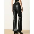 thumbnail image 3 of DARING DIVA Women's Faux Leather Flared High Waist Bell Bottom PU Trousers XS Black, 3 of 6