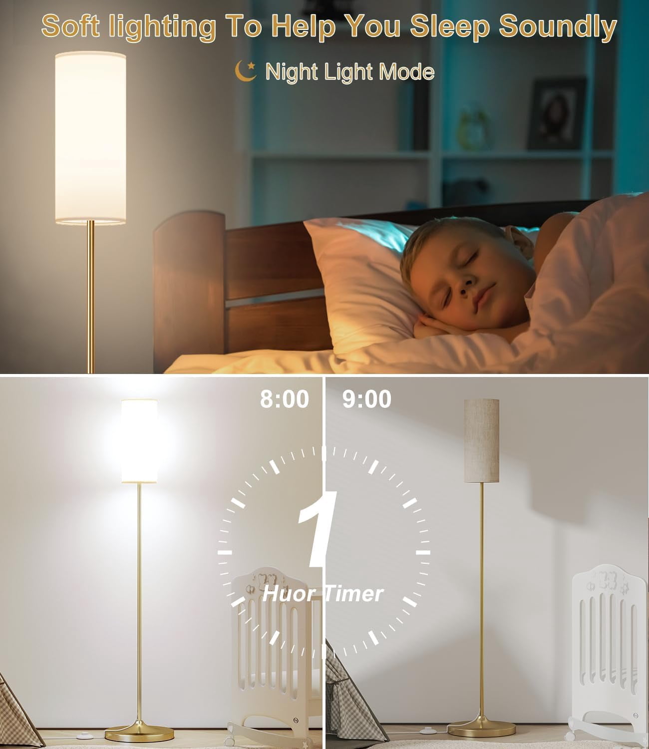 Led Floor Lamp For Living Room  Dimmable Standing Lamps With Foot Remote Custom Color Temperature Pole Lampshade 12w Bulb Tall Bedroom Office