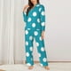thumbnail image 2 of Balery Sky Blue And White Polka Dot Conjunto de Pijama con Estampado para Mujer, Conjunto de Dos Piezas con Manga Larga, Ropa de Dormir Suave con Bolsillos, Pijamas Cómodos-Large, 2 of 7