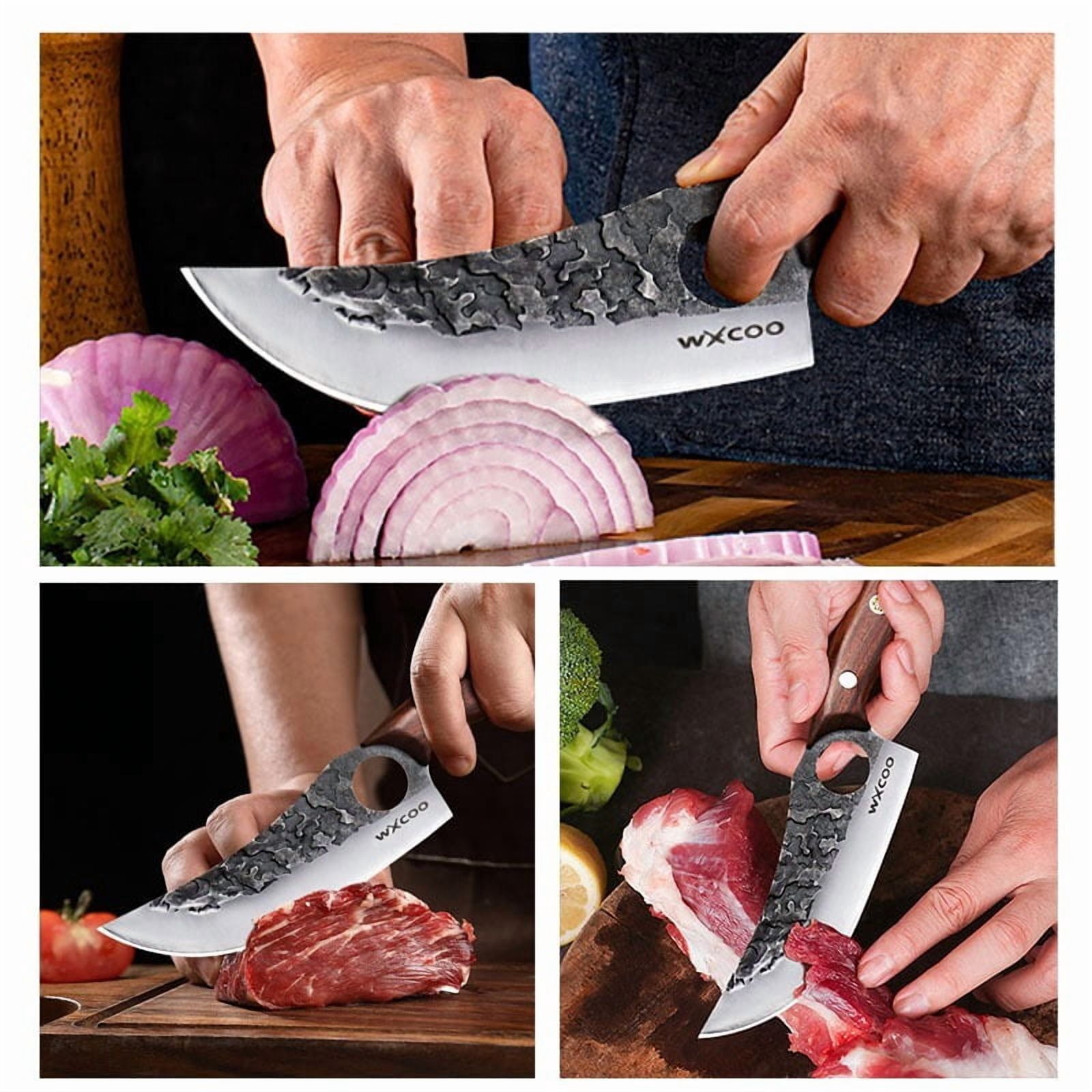 3PCS Stainless Steel Kitchen Knives Set with Sharp Sashimi Knife Professional Chef Utility Fruit Knife Multipurpose Meat Cleaver Vegetable Chopper Household Household Items Gift for Men
