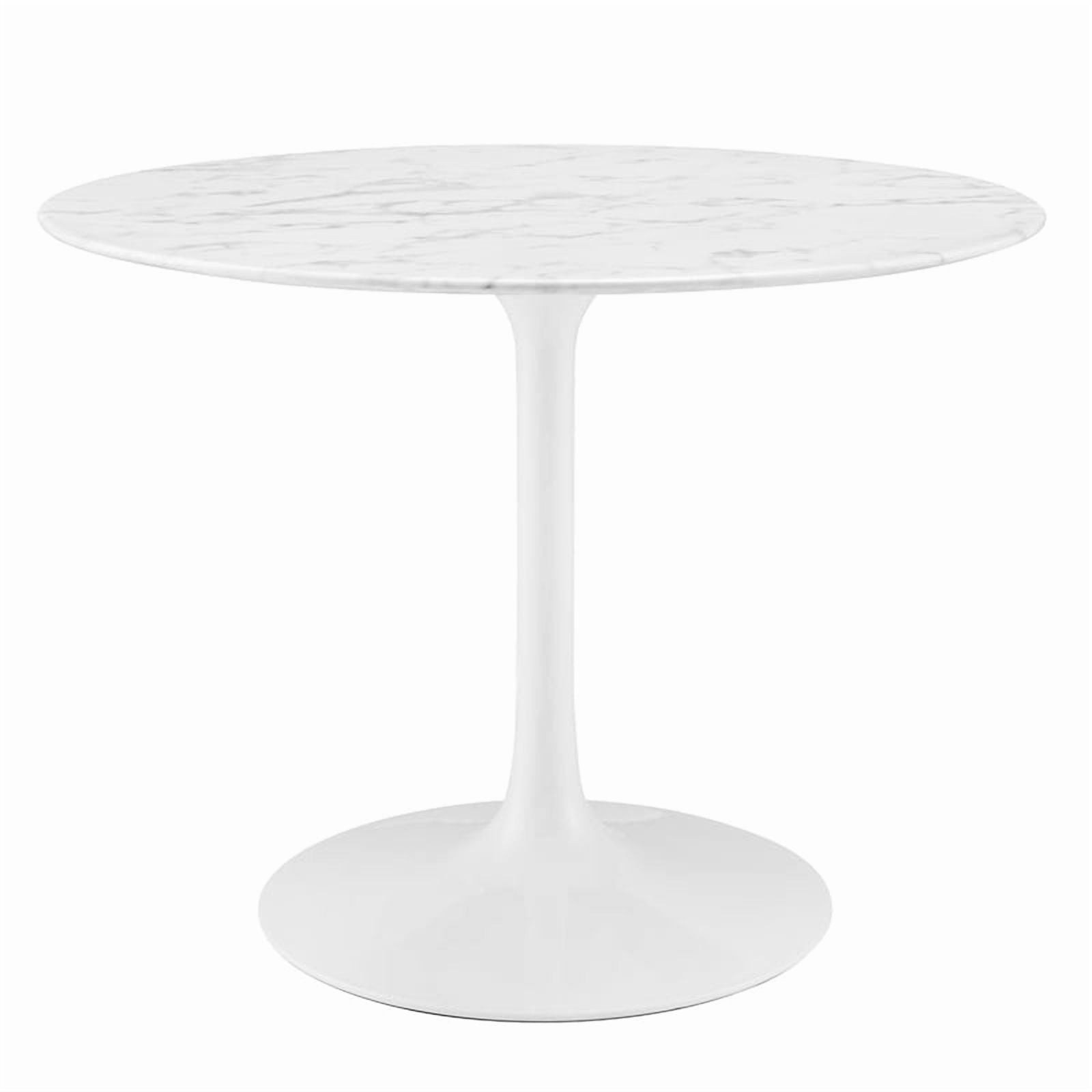 Modway Lippa 39.5" Round Artificial Marble Dining Table in White