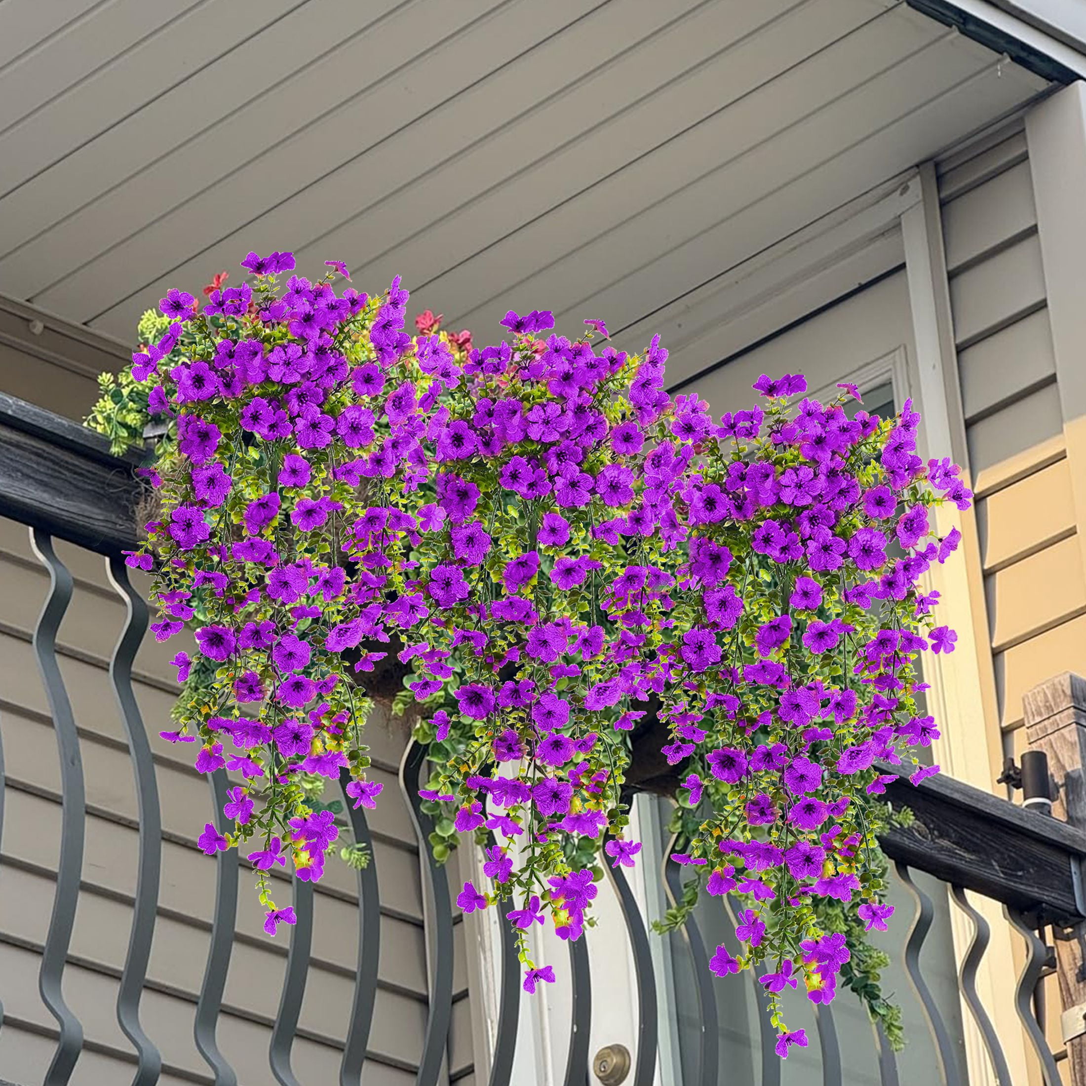 VVYXX Artificial Hanging Flowers 6 Pcs Fake Flowers Faux Plants Outside Indoor Spring Summer Decoration f Home Garden ,PURPLE