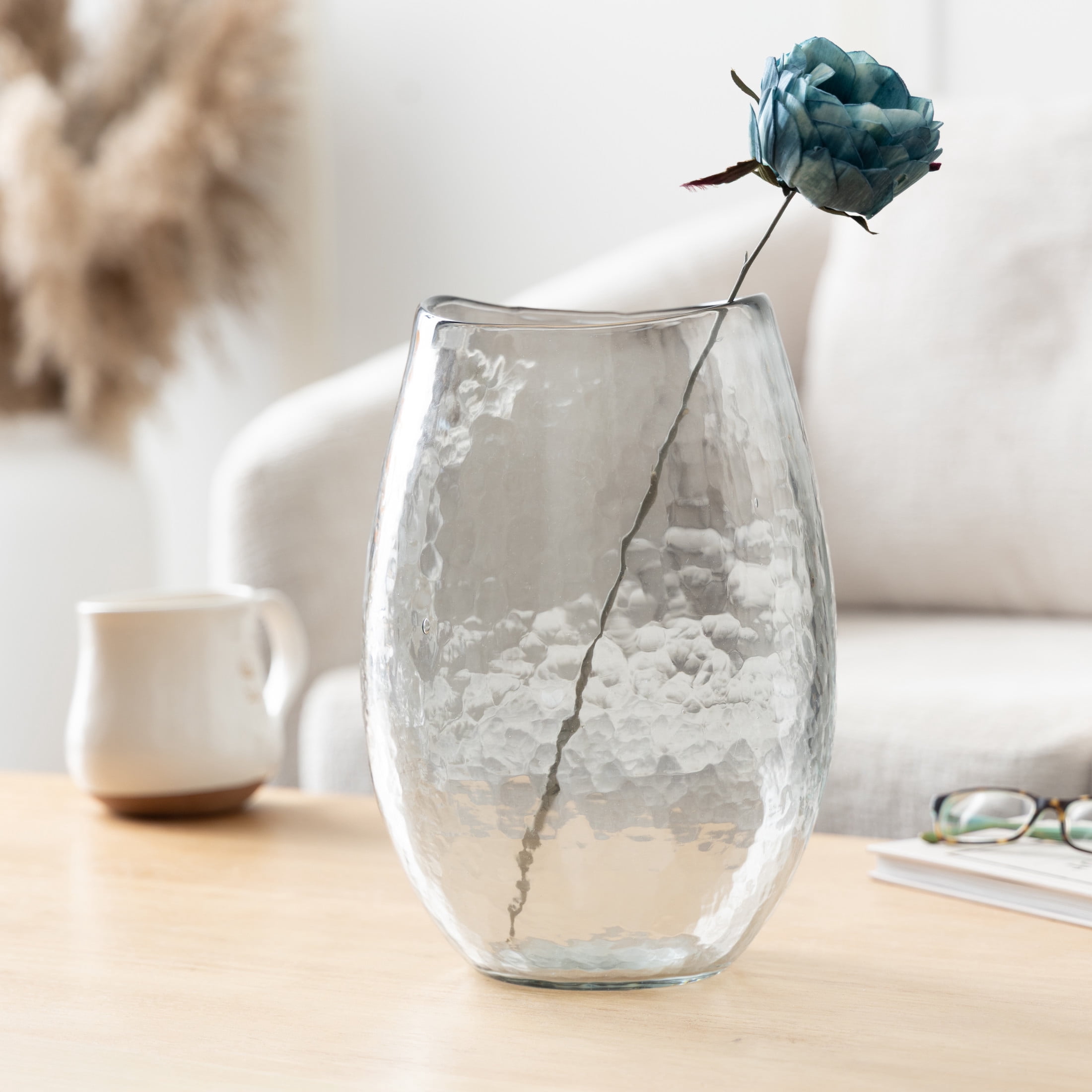 DecMode 12" Wide Glass Vase