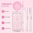 thumbnail image 3 of Vaso para beber SANDJEST, botella de vidrio con diseño de leopardo rosa de 470 ml, 3 of 8