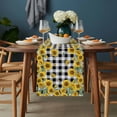 thumbnail image 2 of Yellow Sunflower Table Runner - 48 Inch Long, Kitchen Dining Table Runner Dresser Scarves, Summer Bee Floral Black White Plaid Farmhouse Decor for Coffee Tables Wedding Party Banquet, 2 of 8