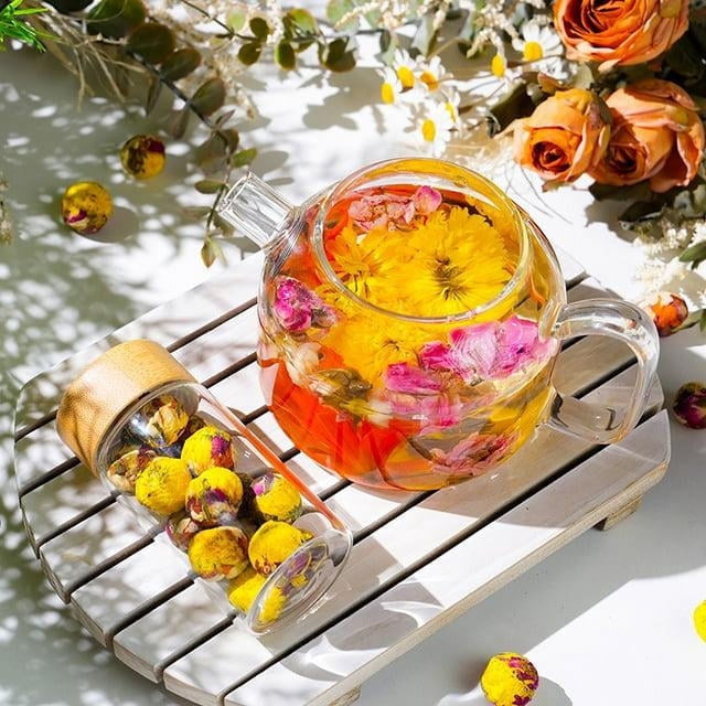 100% Organic Mix Blooming Tea Balls/Flowering Tea Balls Chinese Tea 8 kinds Different Tea Balls (16PCS, Yellow)
