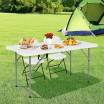 NiamVelo Folding Table 4 Ft Plastic Picnic Table Height Adjustable Foldable Table for Indoor & Outdoor Party Banquet Camping Picnic Home Dinner Office,White