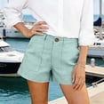 thumbnail image 3 of Linen Shorts for Women Summer Bermuda Shorts with Pockets Dressy Casual Button Down Wide Leg Beach Short, S, 3 of 8