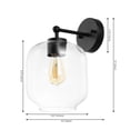 thumbnail image 3 of SAFAVIEH Edie LED Black Iron Wall Sconce with Clear Glass Shade, Set of 2, 3 of 10