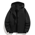 thumbnail image 2 of Kmdttou Men's Waterproof Rain Jacket with Hood Lightweight Raincoat Hooded Hiking Jacket Softshell Windbreaker Black 4XL, 2 of 8