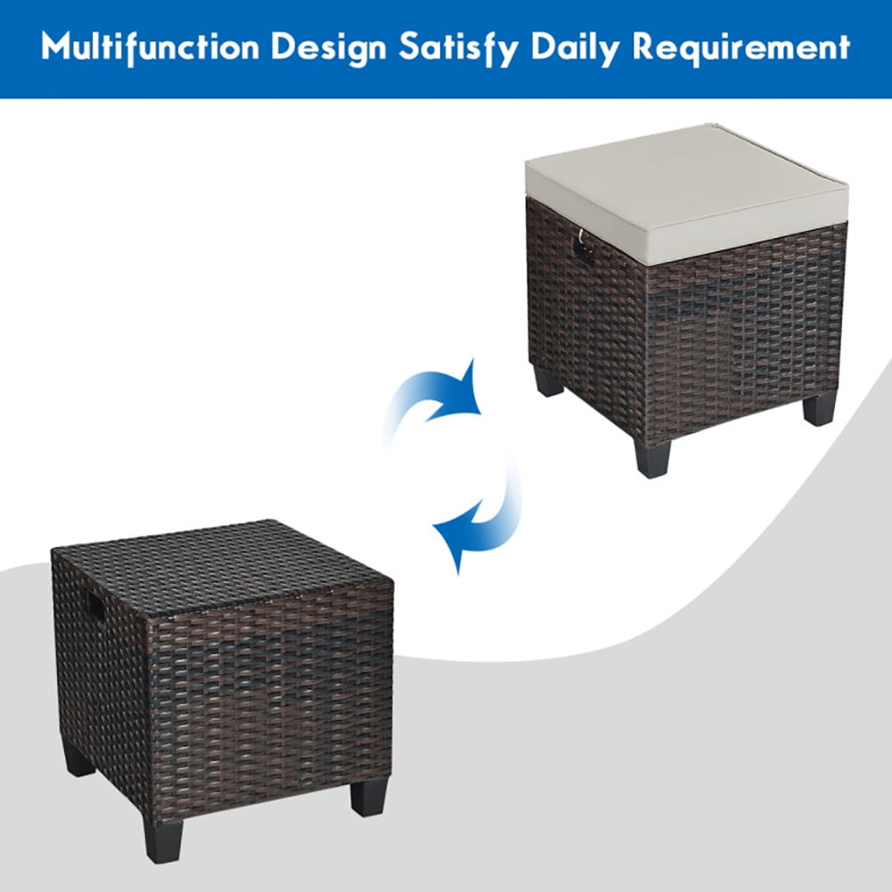 Aimee Lii 2 Pieces Patio Rattan Ottoman Set with Removable Cushions, Outdoor Patio Furniture Set, Beige Aimee Lii 2 Pieces Patio Rattan Ottoman Set with Removable Cushions, Outdoor Patio Furniture Set, Beige
