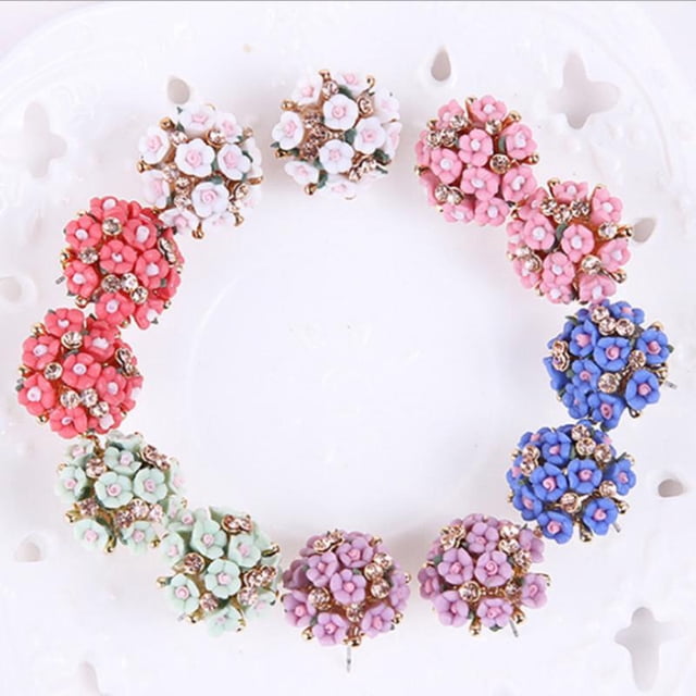Boucles d'Oreilles Boule Rembourrées à Fleurs pour Femme Boucles d'Oreilles Boho Mode