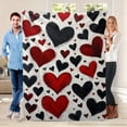 thumbnail image 3 of Red Black Heart Print Flannel Blanket, Soft Warm All-Season, Machine Washable, for Bed Sofa Living Room, Halloween Christmas Valentine Decor, 3 of 7