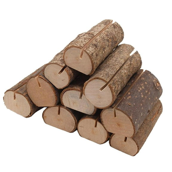 10 Pack Place Card Holders | Rustic Wood Cards Display Stands | Table Number