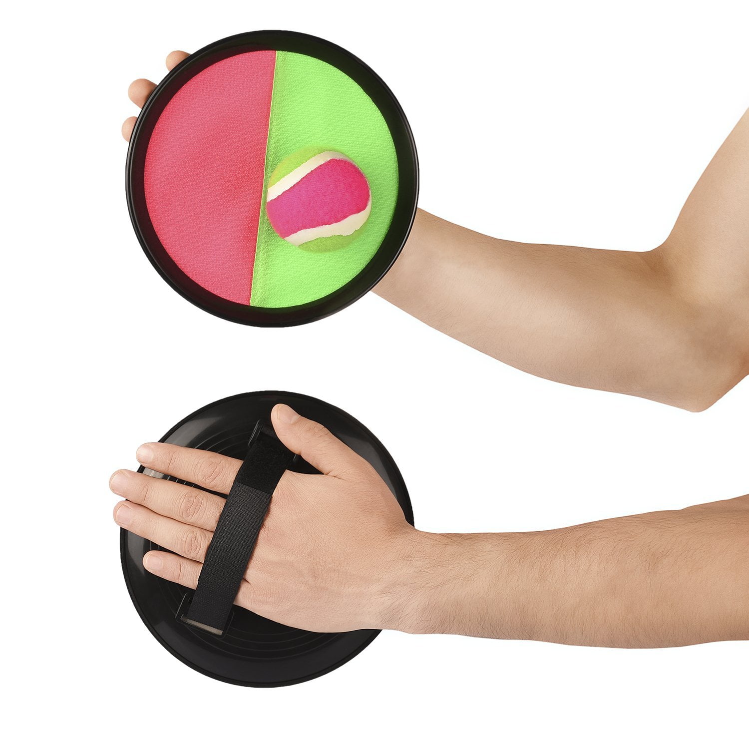 Velcro Paddle Ball Catch Set - Self-Stick Disc Paddles and Toss Ball Sport  Game - Equally Suitable Game for Kids & Adults, Outdoor or Indoor - Each  Set Includes 2 Paddles and