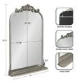 thumbnail image 3 of Kate and Laurel Arendahl Traditional Vintage Arch Mirror with Shelf, 21 x 32, Silver, Baroque Antique Arched Wall Mirror with Functional Shelf and Ornate Frame, 3 of 9