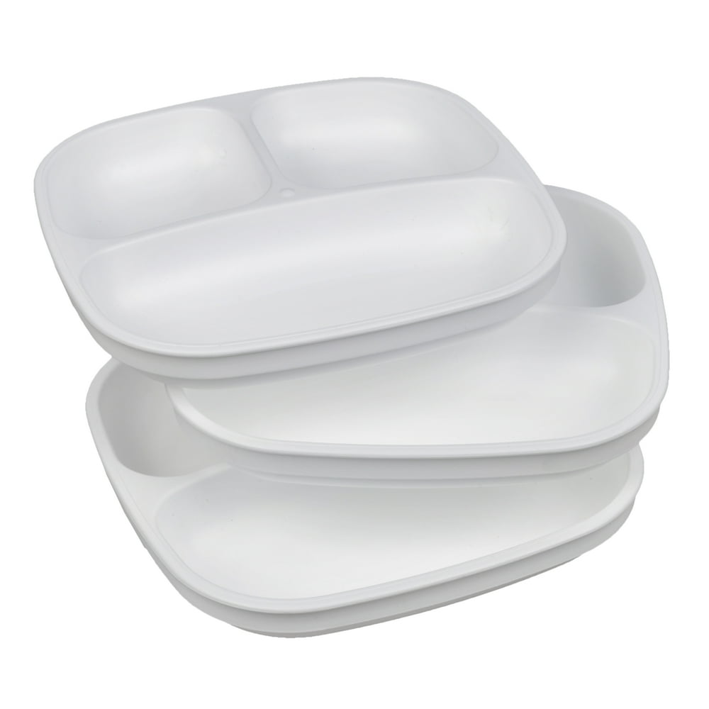RePlay Made in USA 3pk Toddler Feeding Divided Plates with Deep Sides
