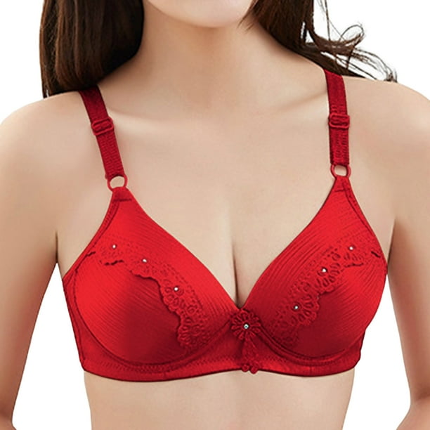 Women's Sexy Comfortable Medium and Old Age Large Thin No Steel Ring  Brushed Three Women Bras Plus Size Front