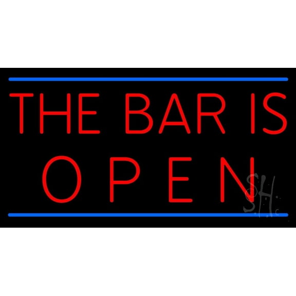 The Bar Is Open LED Neon Sign 20 x 37 - inches, Clear Edge Cut Acrylic Backing, with Dimmer - Bright and Premium built indoor LED Neon Sign for Bar decor.