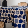 thumbnail image 4 of Blue Polka Dot Tablecloth Geometric Printed Cotton Linen Table Cloth Dust-Proof Washable Table Cover for Kitchen Dining Room (Rectangle140*180cm), 4 of 5