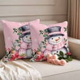 thumbnail image 2 of Pink Snowman Outdoor Waterproof Pillow Covers, Christmas Poinsettia Winter Snowflake Decorative Square Throw Pillowcase Sofa Cushion Sham for Patio/Couch/Chair, 24"x24" 2 Pack, 2 of 8