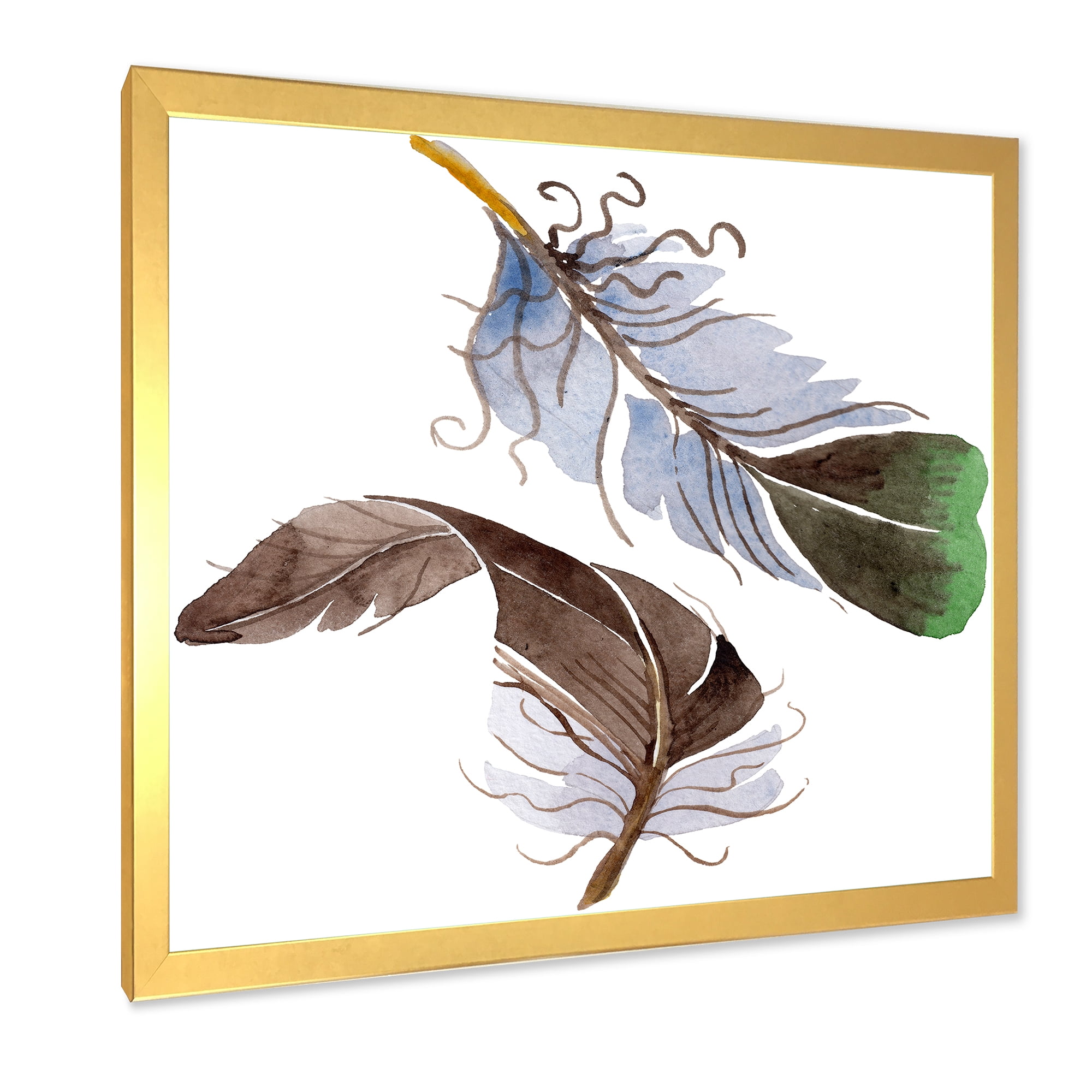 Designart 'Abstract Green Bird Feather From Wing' Bohemian & Eclectic Framed Art Print