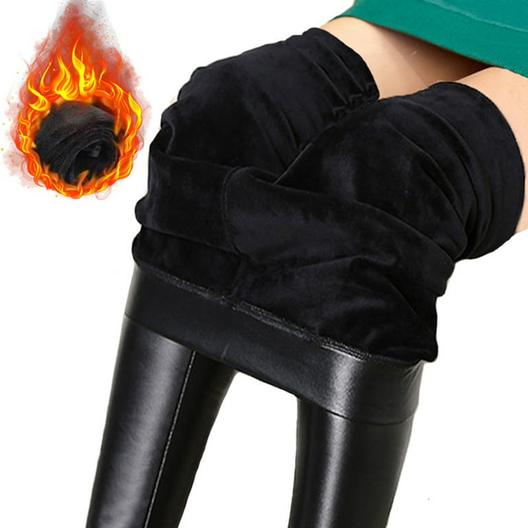 Women's High Waist Leather Leggings PU Stretch Pants M