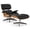 Walnut Black, variant on Cottinch Top Black Grain Leather, Mid Century Chaise Lounge Chair with Ottoman, Modern Leather Armchair Swivel Accent Chair and Metal Base for Living Room Office, Rosewood Pattern, Black