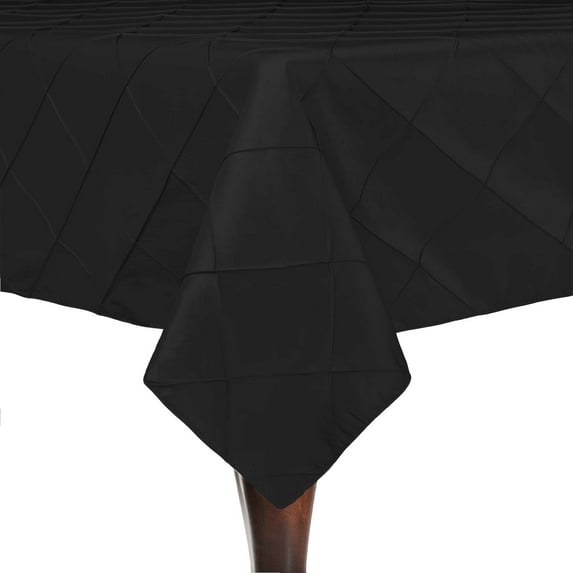 Ultimate Textile (5 Pack) Embroidered Pintuck Taffeta 60 x 108-Inch Rectangle Tablecloth Black