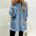 thumbnail image 2 of iHPH7 Fleece Jacket Teddy Coat for Women Fuzzy Jackets for Women Casual Outerwear Winter Outfits for Women Warm Jackets for Women's Outerwear Sky Blue S, 2 of 8
