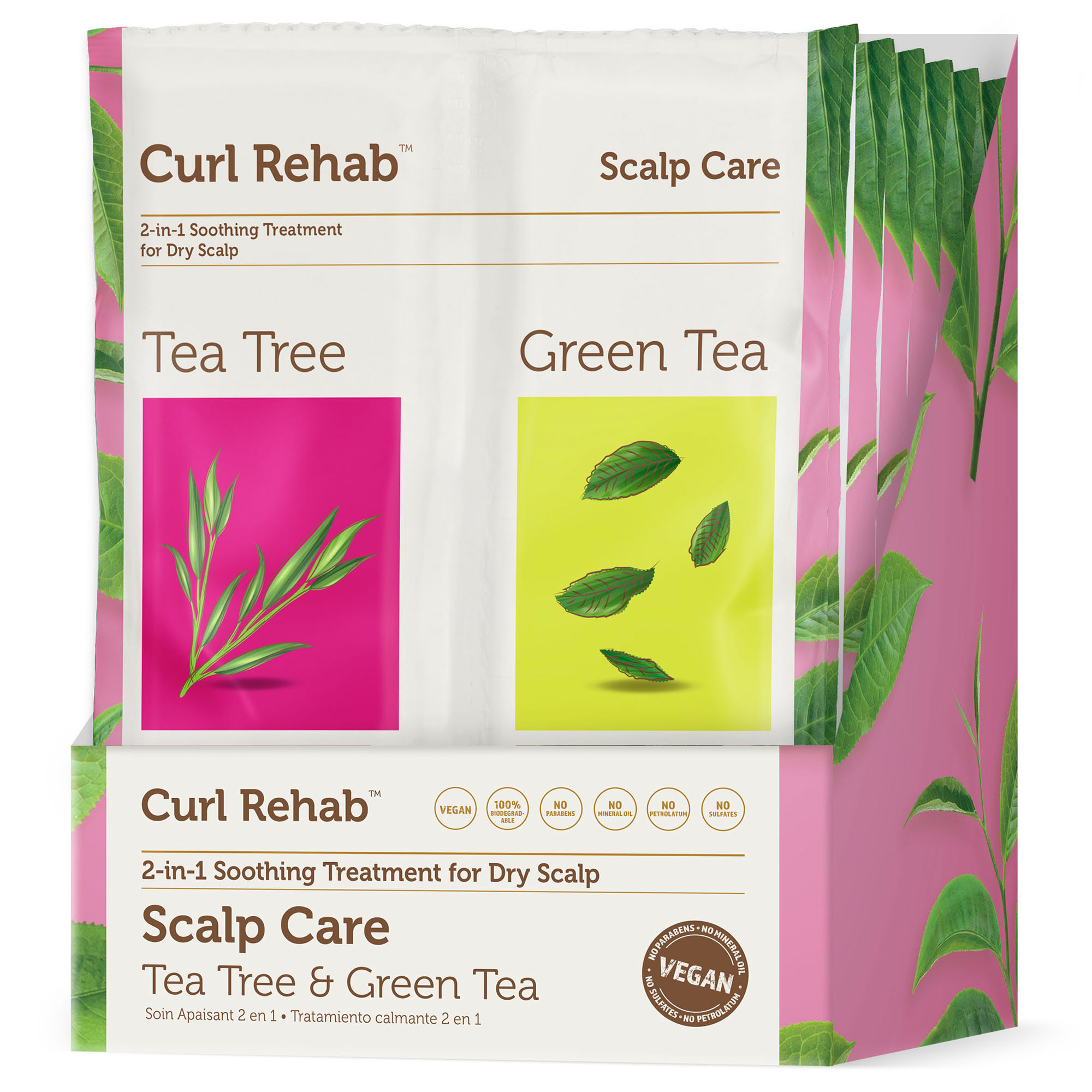Curl Rehab: Scalp Recovery Dual Treatment Packette - Tea Tree Oil & Green Tea packette for scalp recovery 4.8 Oz