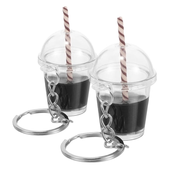 Masteelf 2 Pcs Cute Backpack Charm Liquid Keychain Milk Tea Miss